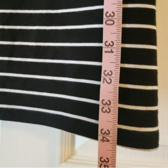 WHBM Casual Dress Striped Black White Knit Shift Medium Cutout Cold Shoulder - Picture 8 of 8